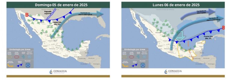 Pronóstico del clima para el 5 y 6 de enero de 2025. Foto: Conagua Clima