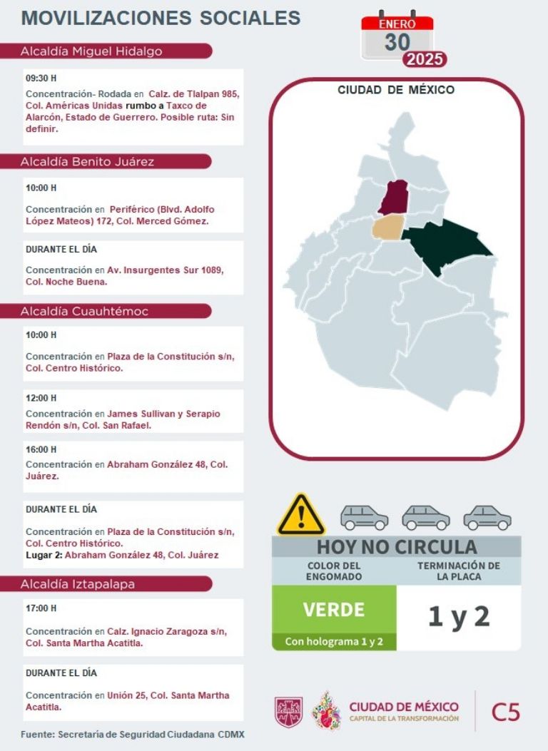 Tráfico en CDMX hoy 30 de enero
