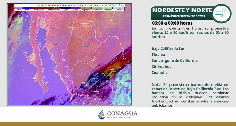 Clima en Sonora para HOY viernes 31 de enero. Foto: Conagua