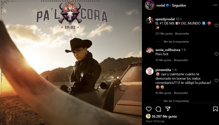 Cancelan a Nodal por usar bots en sus redes sociales