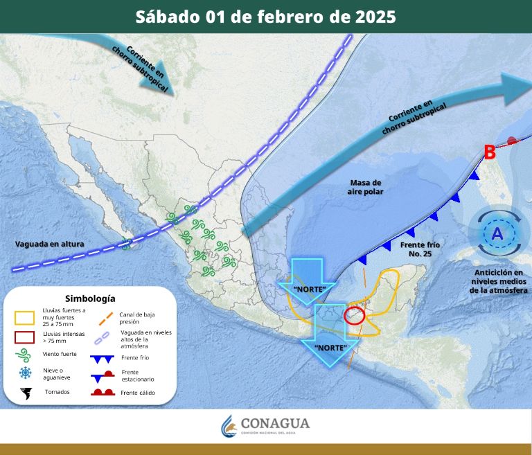 Clima para el sábado 1 de febrero. Foto: Conagua