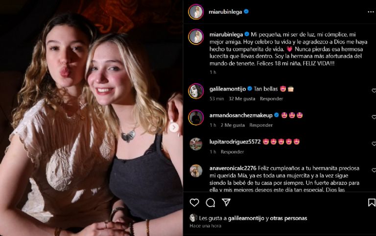 Mía envía tierno mensaje a Nina Rubín por su cumpleaños