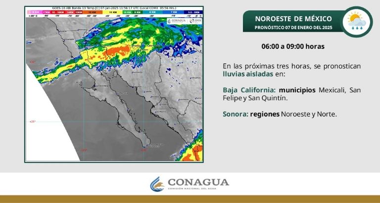Clima en Sonora para HOY martes 7 de enero. Foto: Conagua