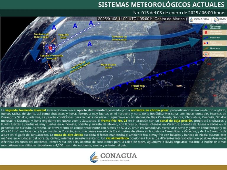 Informe sobre la Segunda Tormenta Invernal de la temporada en México. Foto: Conagua Clima