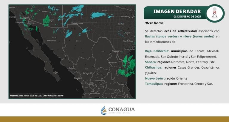 Clima en Sonora para HOY miércoles 8 de enero. Foto: Conagua Clima