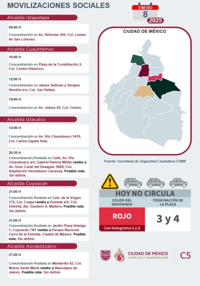 Tráfico en CDMX hoy 8 de enero