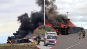 Foto ilustrativa de la nota titulada: Tráiler vuelca y se incendia sobre la carretera Hermosillo–Guaymas; hay un lesionado