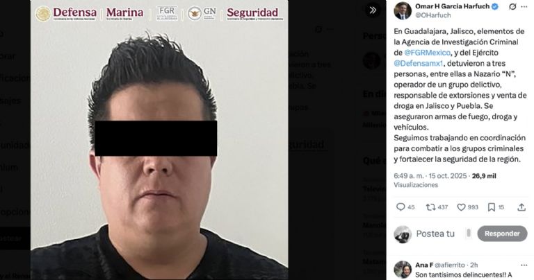 Omar García Harfuch confirmó la detención de este generador de violencia. Foto: Twitter