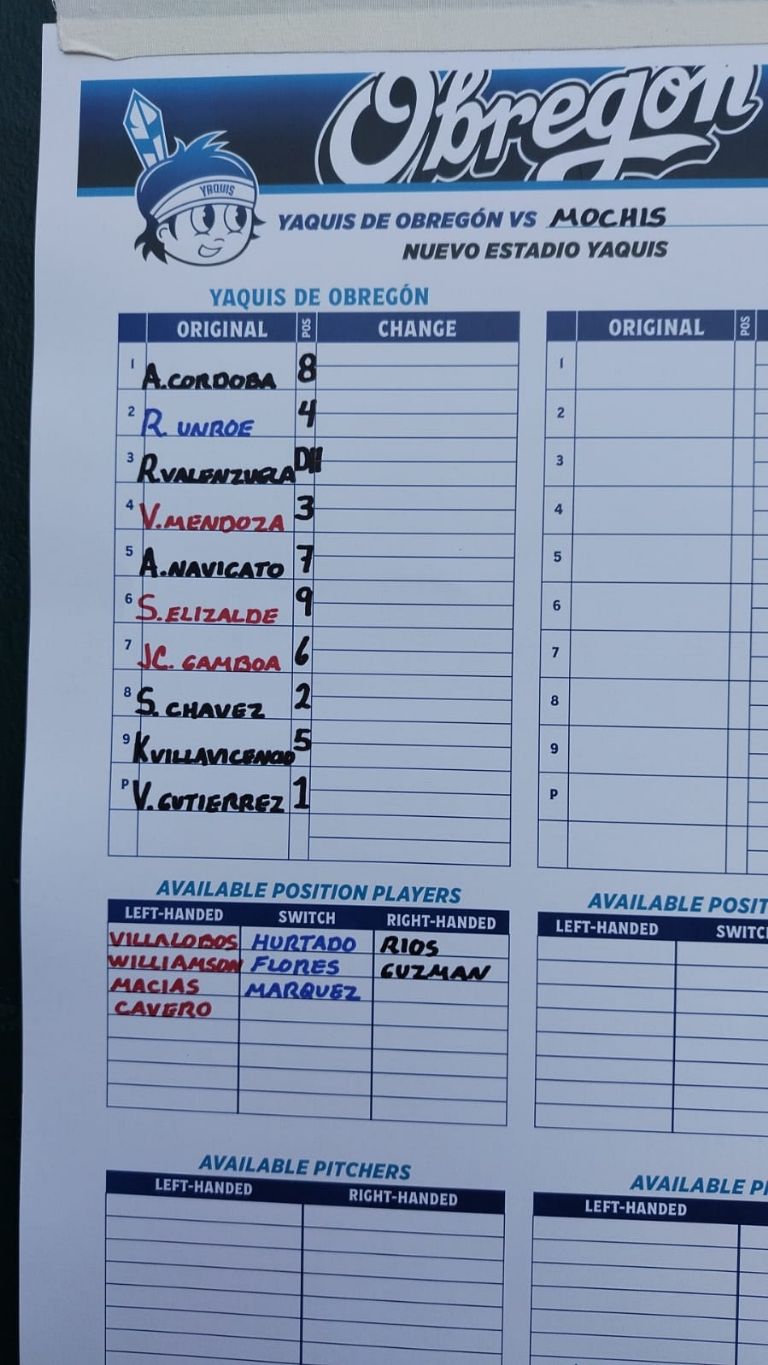 Listo el lineup con el que Yaquis hará su debut en casa