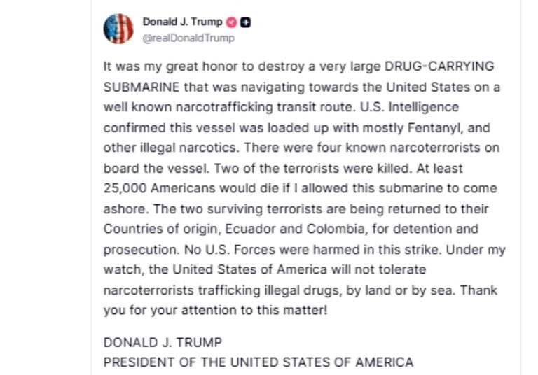 Publicación de Donald Trump