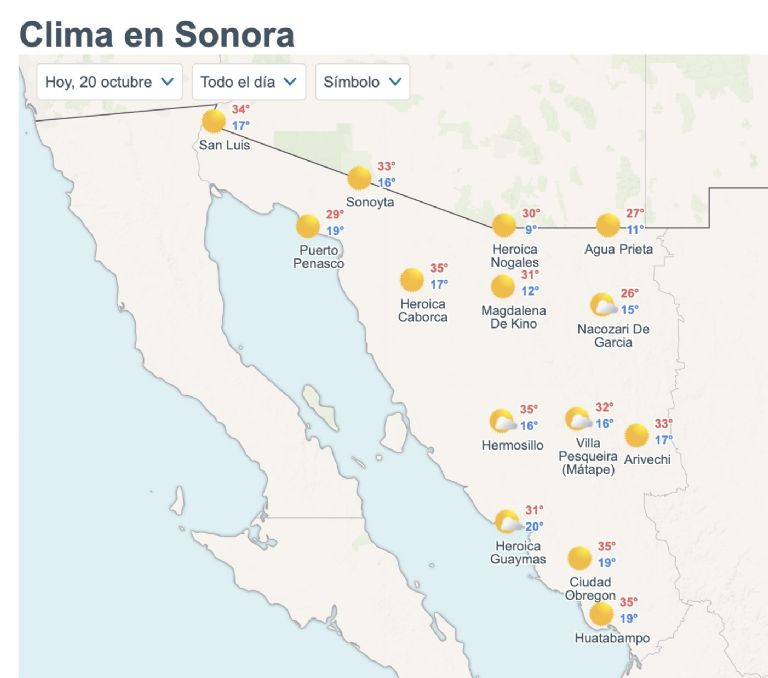 Así será el clima en Sonora este lunes. Foto: Conagua