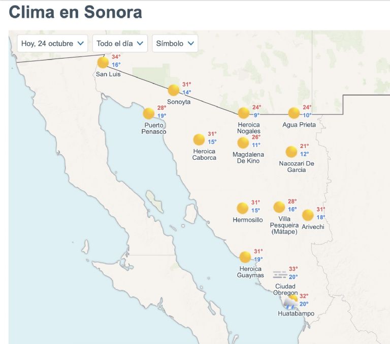 Así será el clima en Sonora este viernes. Foto: Conagua