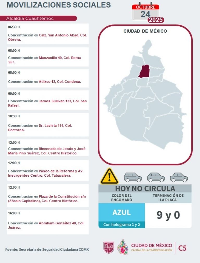 Tráfico en CDMX hoy 24 de octubre 
