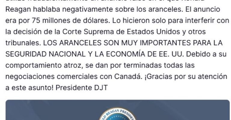 Trump rompe diálogo comercial con Canadá