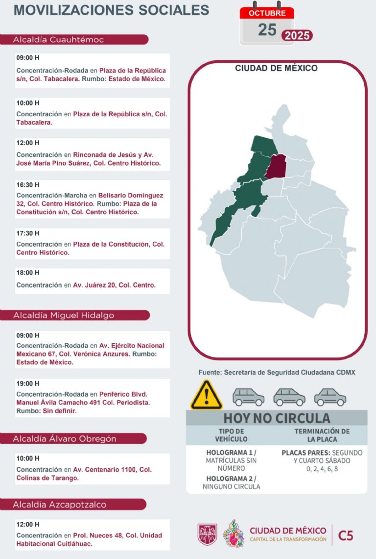 Tráfico en CDMX hoy 25 de octubre 