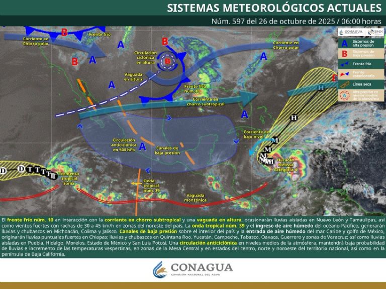 Así será el clima en México este domingo. Foto: Conagua