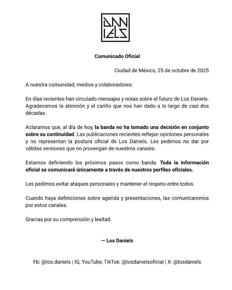Comunicado de la banda