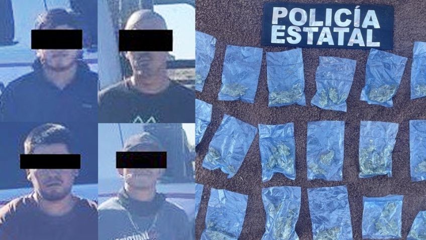 Caen cuatro sujetos con 81 envoltorios de crystal y marihuana en carretera de Hermosillo