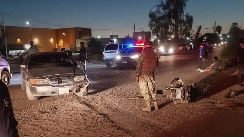 Joven motociclista resulta lesionado tras choque en Ciudad Obregón; auto le cerró el paso