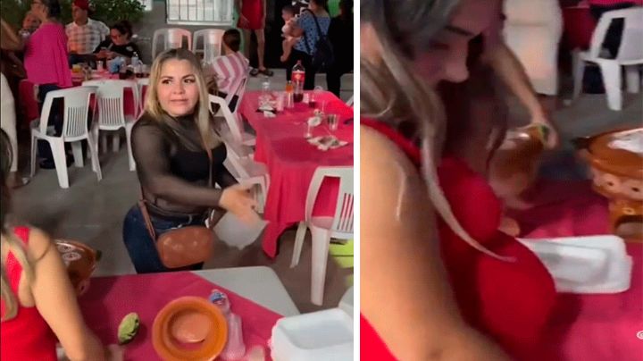 'Lady Hambreada' en Mazatlán: Exige taco extra y casi golpea a una embarazada (VIDEO)