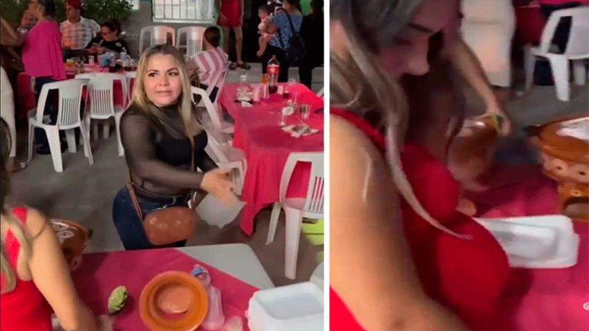 'Lady Hambreada' en Mazatlán: Exige taco extra y casi golpea a una embarazada (VIDEO)