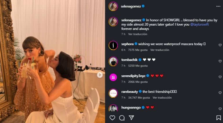 Selena le dedicó un bonito mensaje a su amiga