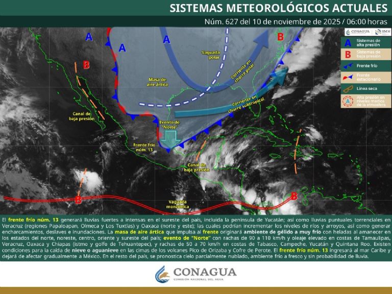Así será el clima en México este lunes. Foto: Conagua