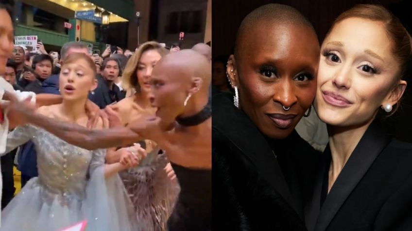 VIDEO: Fan salta seguridad en estreno de 'Wicked For Good' y jala a Ariana Grande; Cynthia Erivo la salva