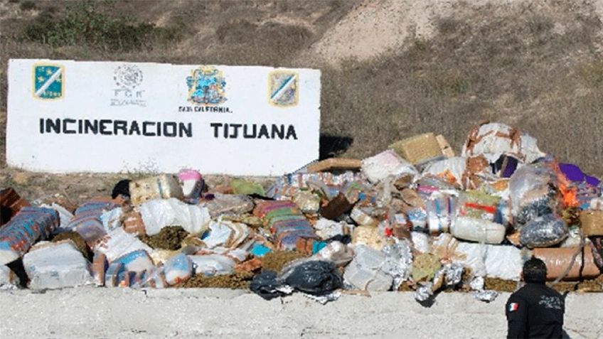 Tijuana: FGR incinera más de seis toneladas de drogas, entre marihuana, metanfetamina y otras sustancias
