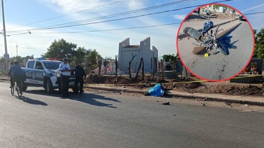 Fatal accidente en Navojoa: Motociclista pierde la vida y termina a un costado de un panteón