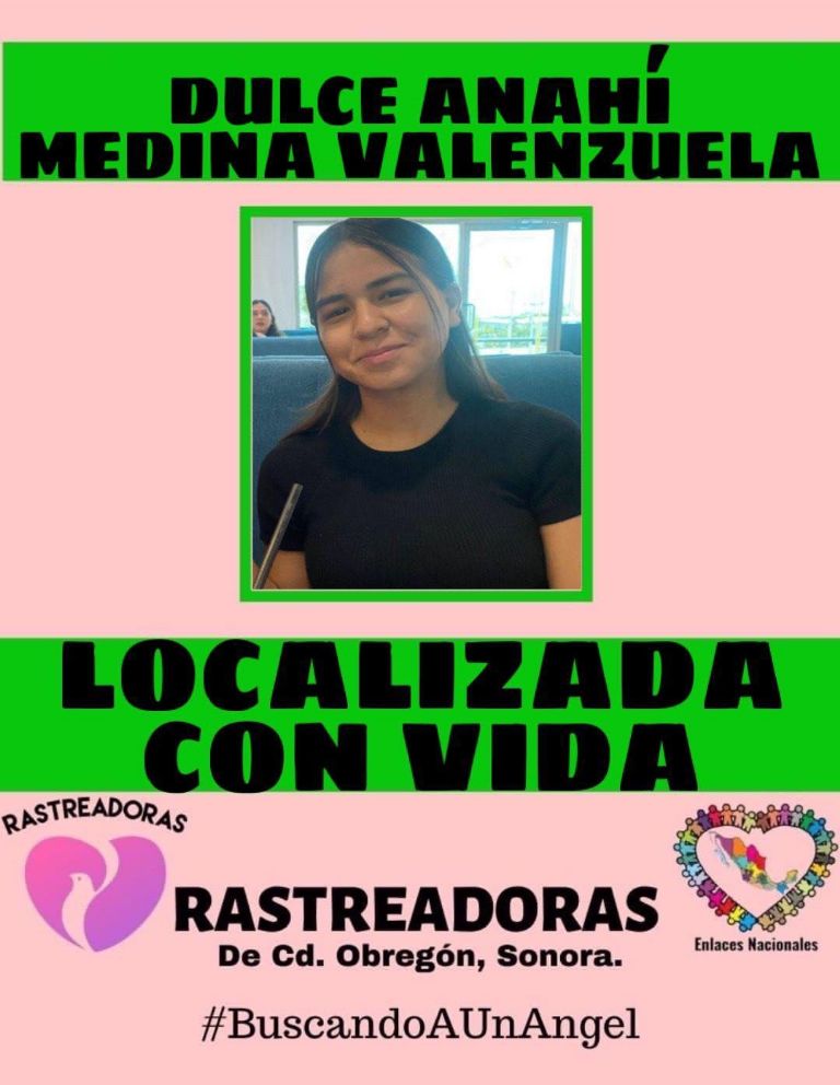 Hallan a Dulce Anahí tras ocho días desaparecida en Ciudad Obregón