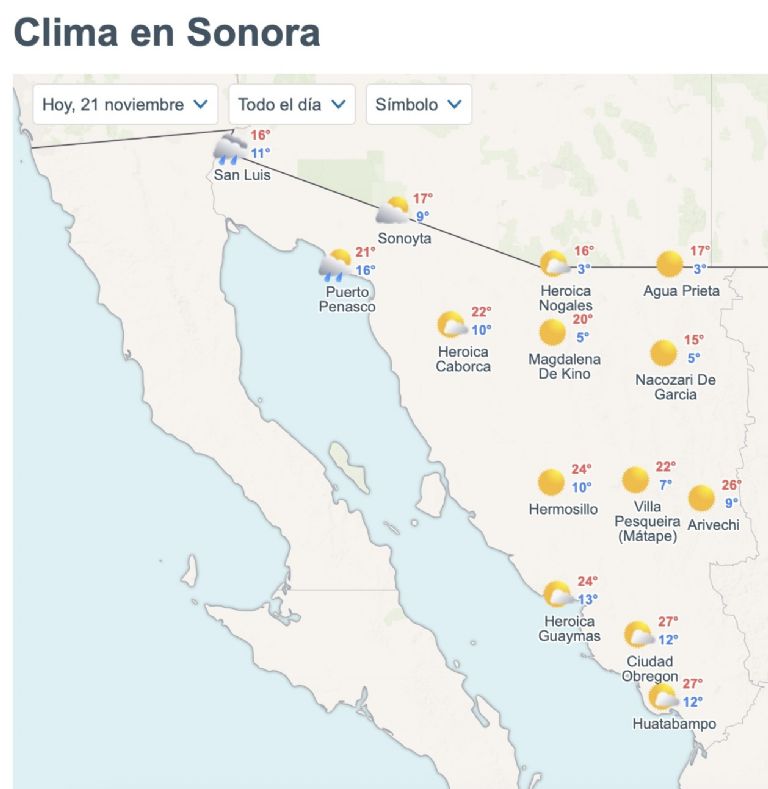 Así será el clima en Sonora este viernes. Foto: Conagua