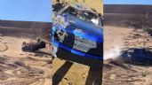 Foto ilustrativa de la nota titulada: IMPRESIONANTE VIDEO: Volcadura en dunas del Desierto de Altar durante Travesía 2025 deja varios heridos