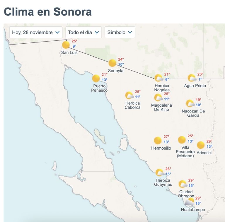 Así será el clima en Sonora este viernes. Foto: Conagua