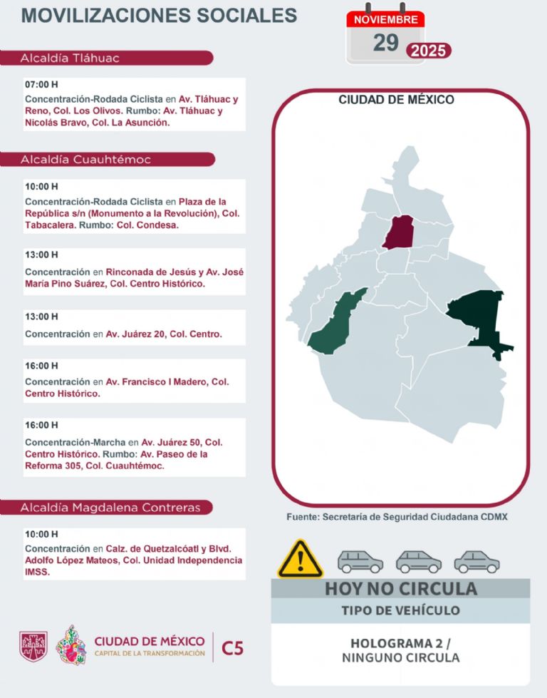 Tráfico en CDMX hoy 29 de noviembre