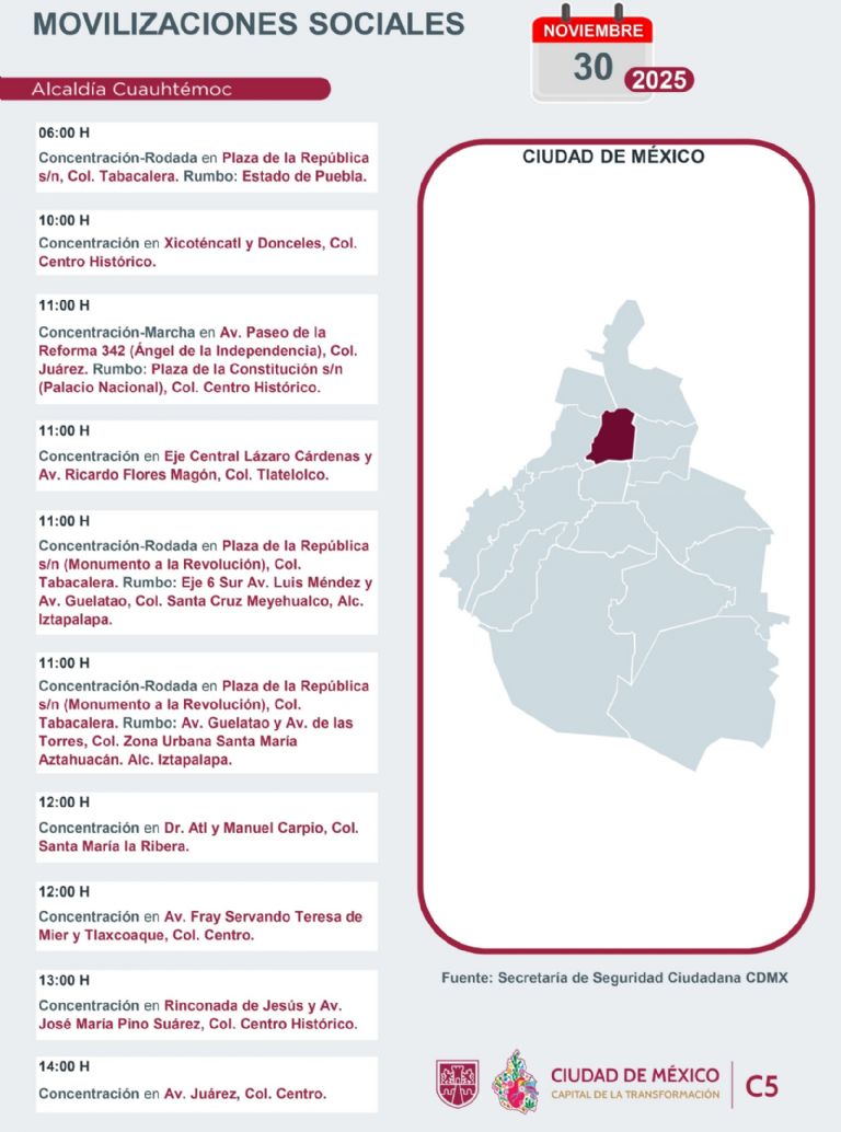Tráfico en CDMX hoy 30 de noviembre