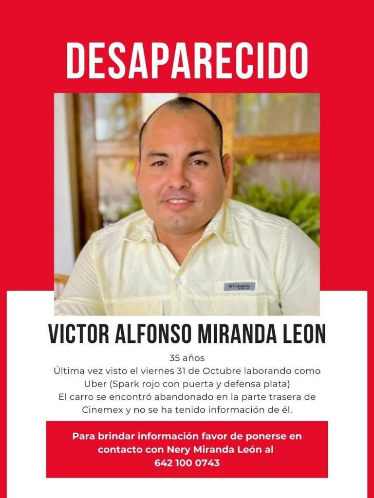 Piden ayuda para localizar a Víctor Alfonso Miranda León.