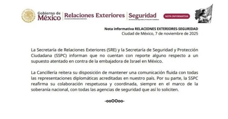 México niega complot iraní tras agradecimiento de Israel