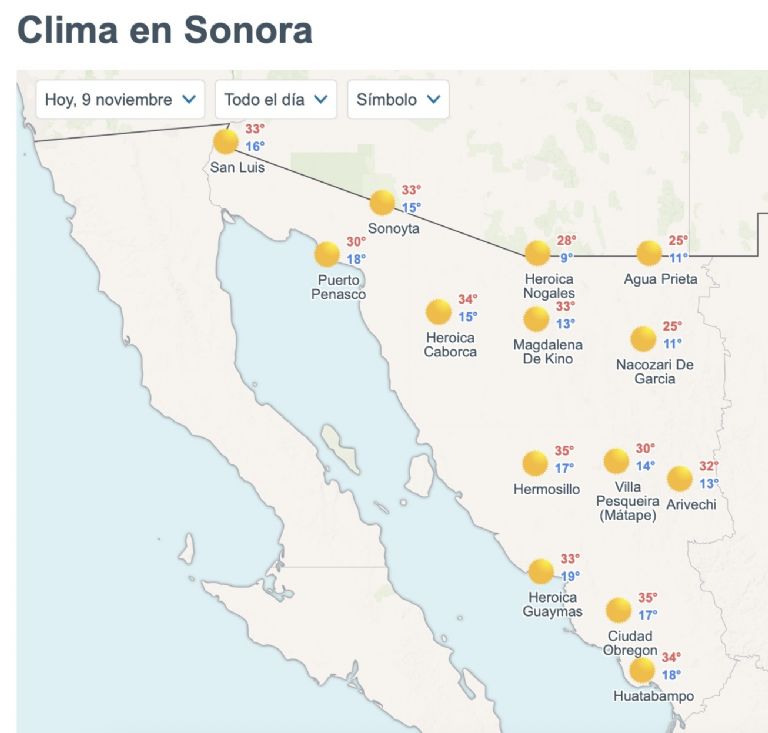 Así será el clima en Sonora este domingo. Foto: Conagua