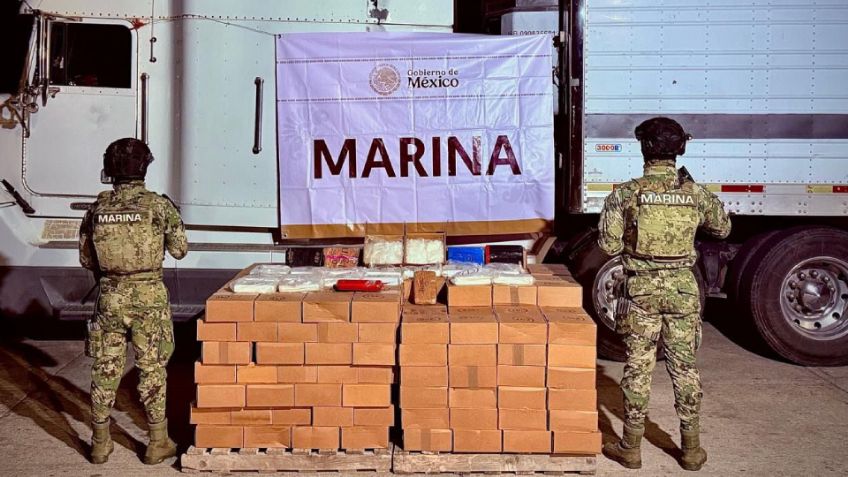 SEMAR aseguró en Mazatlán más de media tonelada de metanfetamina oculta en un tractocamión