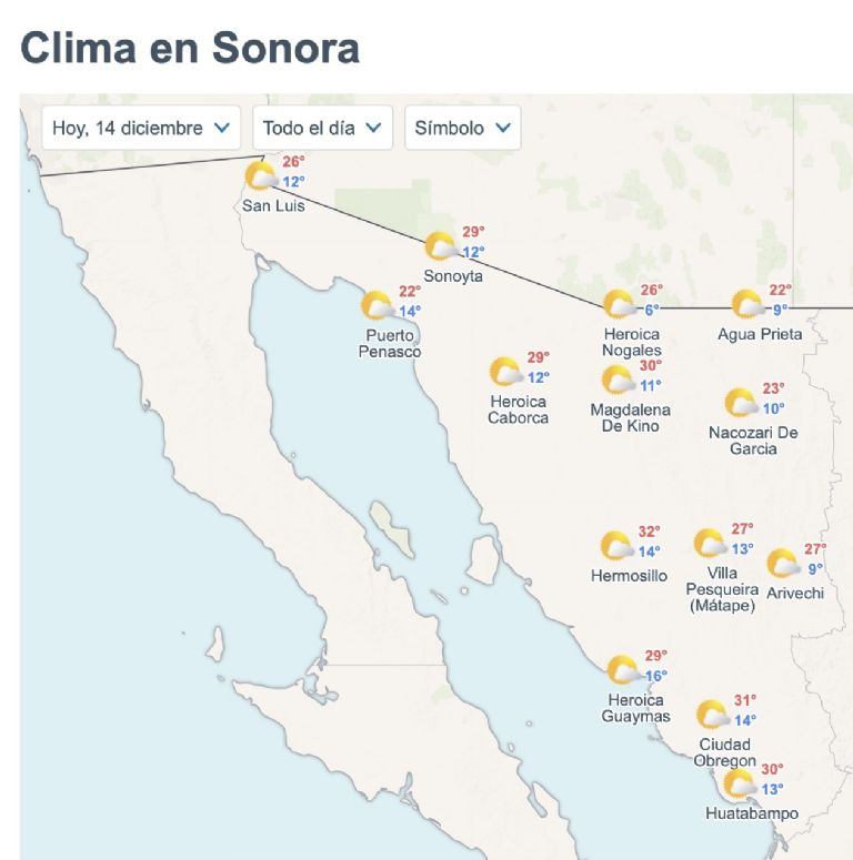 Así será el clima en Sonora este domingo. Foto: Conagua