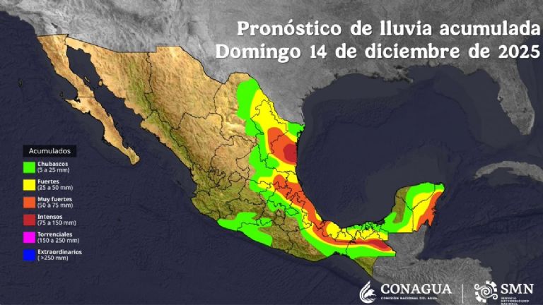 Así será el clima en México este domingo. Foto: Conagua