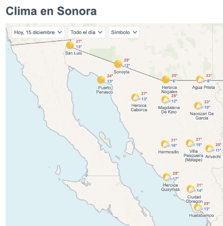 Así será el clima en Sonora este lunes. Foto: Conagua