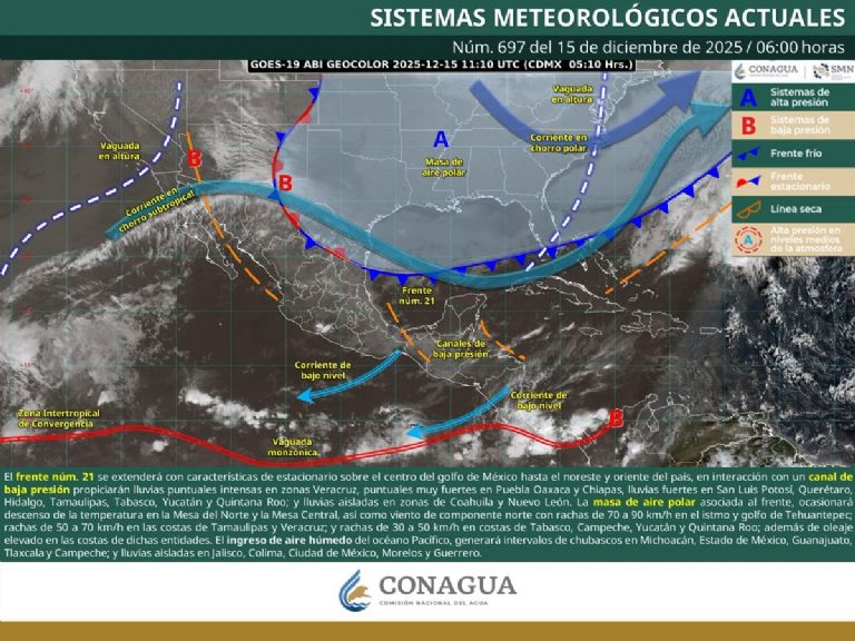 Así será el clima en México este lunes. Foto: Conagua