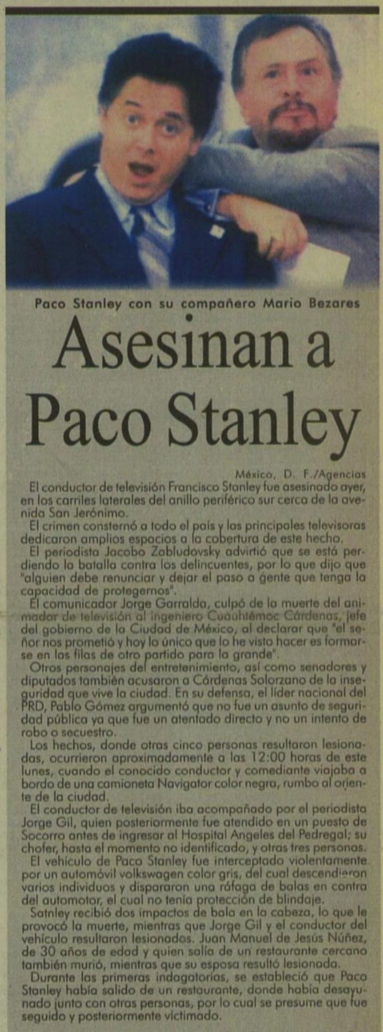60 años, 60 historias: El misterioso asesinato de Paco Stanley que sacudió a México