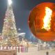 FUERTES IMÁGENES: Voraz INCENDIO destruye árbol de Navidad en Palacio Municipal de Sonora