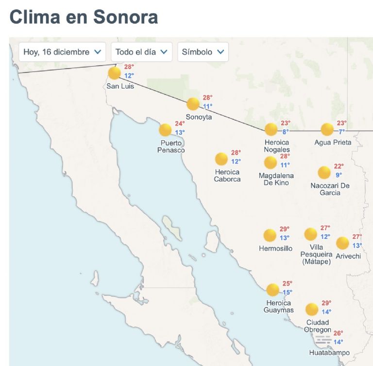 Así será el clima en Sonora este martes. Foto: Conagua