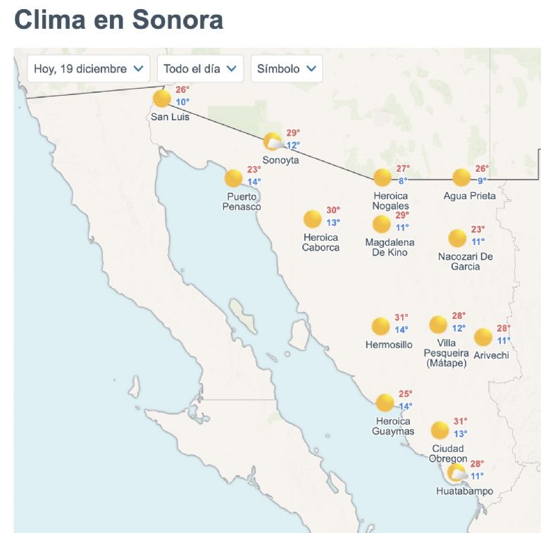 Así será el clima en Sonora este viernes. Foto: Conagua
