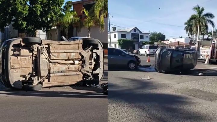TREMENDA VOLCADURA en Ciudad Obregón: Vuelca vehículo tras fuerte choque en la Náinari y Huatachive