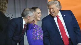 Foto que representa a Claudia Sheinbaum señala como "positiva" primera reunión con sus homólogos Trump y Carney